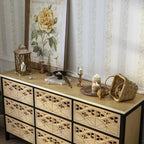 Famapy Cassettiera a 9 Cassetti, Comò con Rilievi Intagliati, Credenza Multiuso, Mobile Dispensa da Cucina, Pezzo d'Arte per Camera da Letto/Sala da Pranzo/Soggiorno