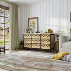 Famapy Cassettiera a 9 Cassetti, Comò con Rilievi Intagliati, Credenza Multiuso, Mobile Dispensa da Cucina, Pezzo d'Arte per Camera da Letto/Sala da Pranzo/Soggiorno