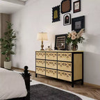 Famapy Cassettiera a 9 Cassetti, Comò con Rilievi Intagliati, Credenza Multiuso, Mobile Dispensa da Cucina, Pezzo d'Arte per Camera da Letto/Sala da Pranzo/Soggiorno