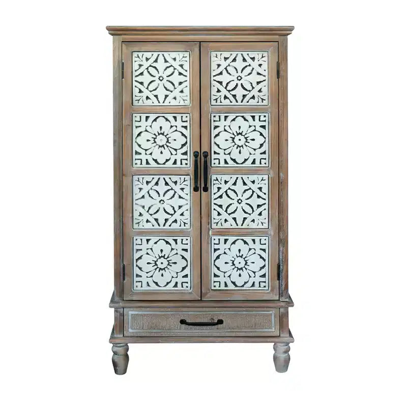 GDFStudio Elias Madia Rustica Contenitore in Legno di Abete da 27,55'' con 2 Ante e 1 Cassetto
