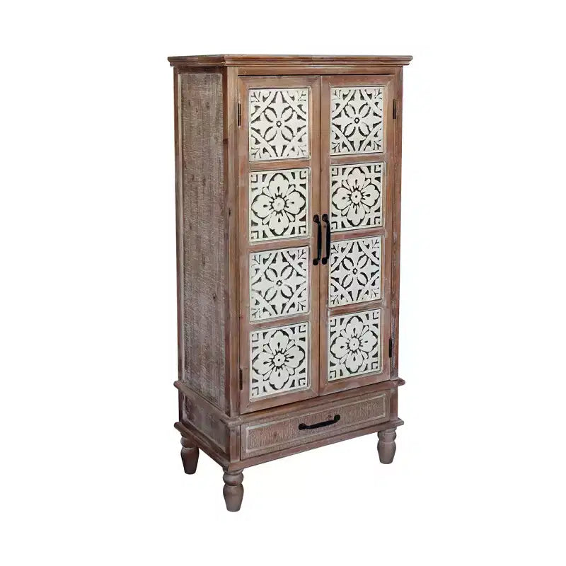 GDFStudio Elias Madia Rustica Contenitore in Legno di Abete da 27,55'' con 2 Ante e 1 Cassetto