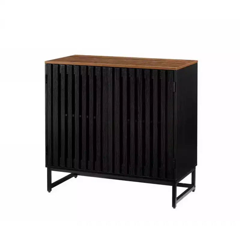 Meuble de rangement cannelé, buffet avec étagères réglables, console avec crédence de rangement