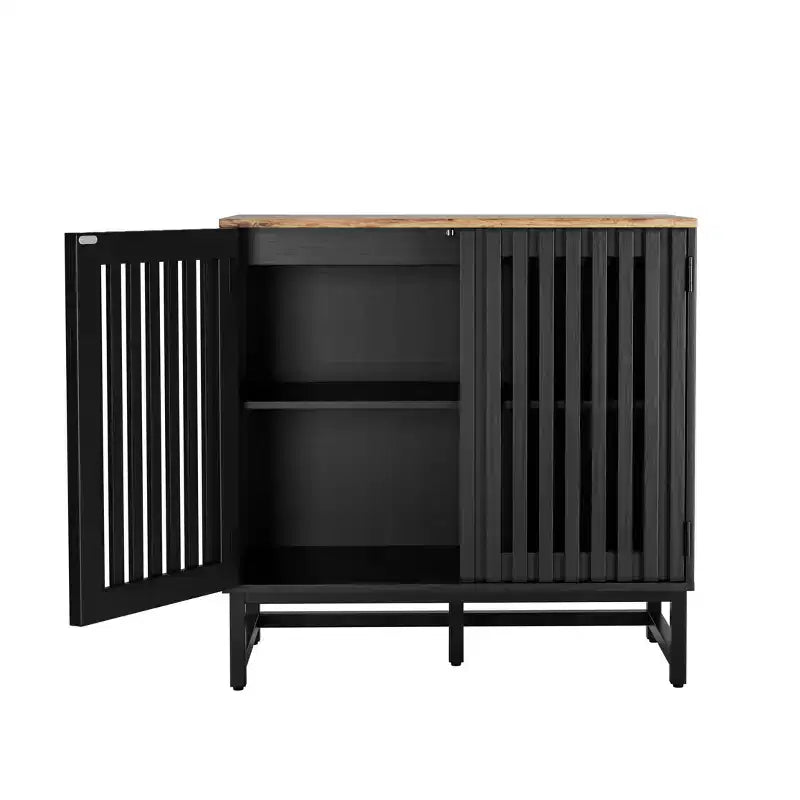 Meuble de rangement cannelé, buffet avec étagères réglables, console avec crédence de rangement
