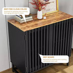 Meuble de rangement cannelé, buffet avec étagères réglables, console avec crédence de rangement