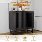 Meuble de rangement cannelé, buffet avec étagères réglables, console avec crédence de rangement