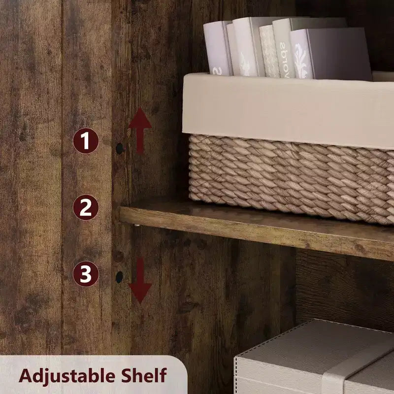 Meuble de salle de bain, Armoire de rangement de style ferme avec portes en verre et étagères réglables, Armoire de cuisine autoportante, Meuble de rangement au sol
