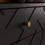 Meuble de rangement noir Famapy, buffet avec accents dorés et design géométrique, meuble à chaussures