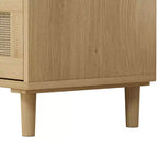 Cassettiera a 3 cassetti, mobiletto da cucina con 3 cassetti profondi in rattan, mobile buffet con maniglia in ferro