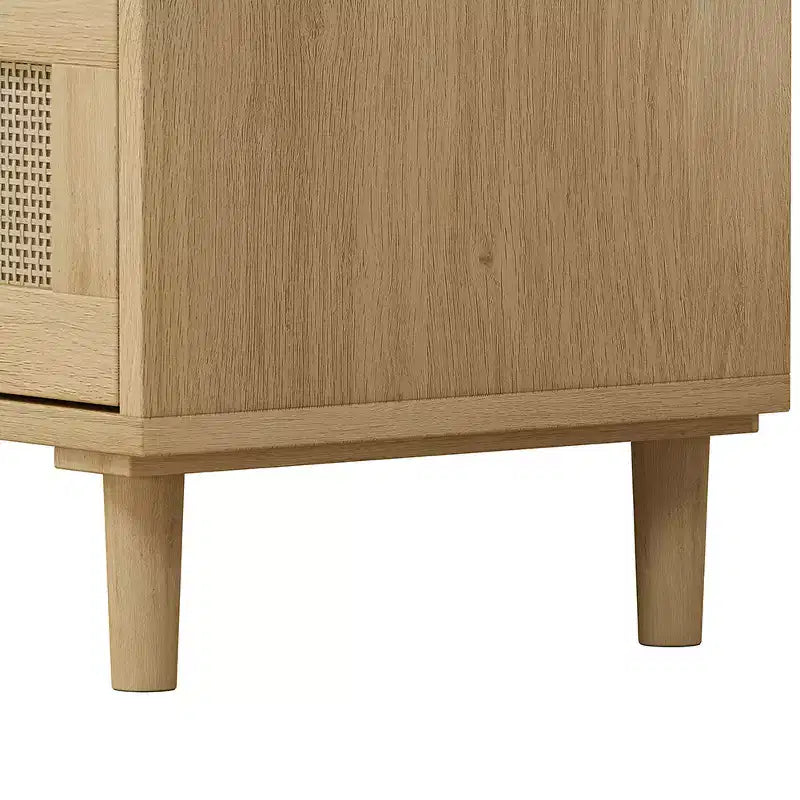 Cassettiera a 3 cassetti, mobiletto da cucina con 3 cassetti profondi in rattan, mobile buffet con maniglia in ferro