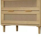 Cassettiera a 3 cassetti, mobiletto da cucina con 3 cassetti profondi in rattan, mobile buffet con maniglia in ferro