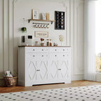Credenza buffet grande da 55 pollici con contenitore, 4 cassetti e 4 ante, mobile contenitore da cucina con ripiano regolabile, mobile bar in legno per corridoio