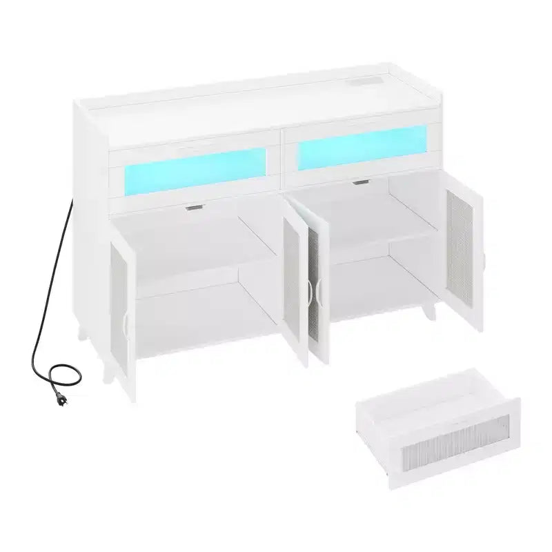 Small Sideboard Buffet Cabinet, 47 Kitchen Storage Cabinet with Drawers, Wood Coffee Bar Station with Storage for Dining Room/Living Room