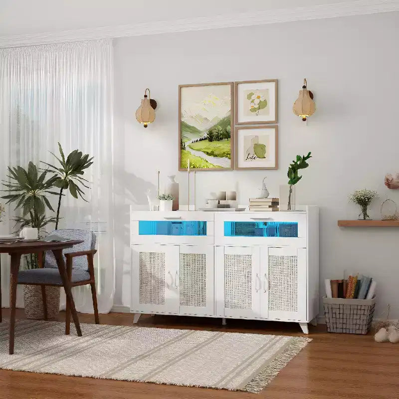 Petit buffet-bahut, meuble de rangement de cuisine de 119 cm avec tiroirs, meuble de bar à café en bois avec rangement pour salle à manger/salon