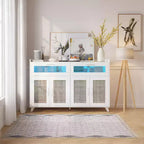 Credenza bassa, mobile da cucina da 120 cm con cassetti, stazione bar caffè in legno con contenitore per sala da pranzo/soggiorno