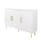 Homy Casa Mobiletto d'accento moderno bianco con ante scanalate e gambe in metallo dorato, credenza contenitore per soggiorno