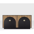 Acekool 63" Buffet bahut de ferme moderne avec portes cintrées, console de rangement pour salle à manger