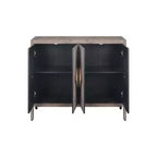 Credenza a buffet a 4 ante stile retrò, ampio mobile da cucina, elegante consolle da ingresso con ripiani regolabili