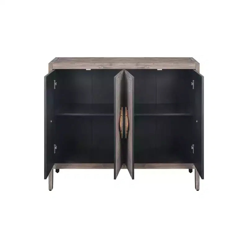 Credenza a buffet a 4 ante stile retrò, ampio mobile da cucina, elegante consolle da ingresso con ripiani regolabili