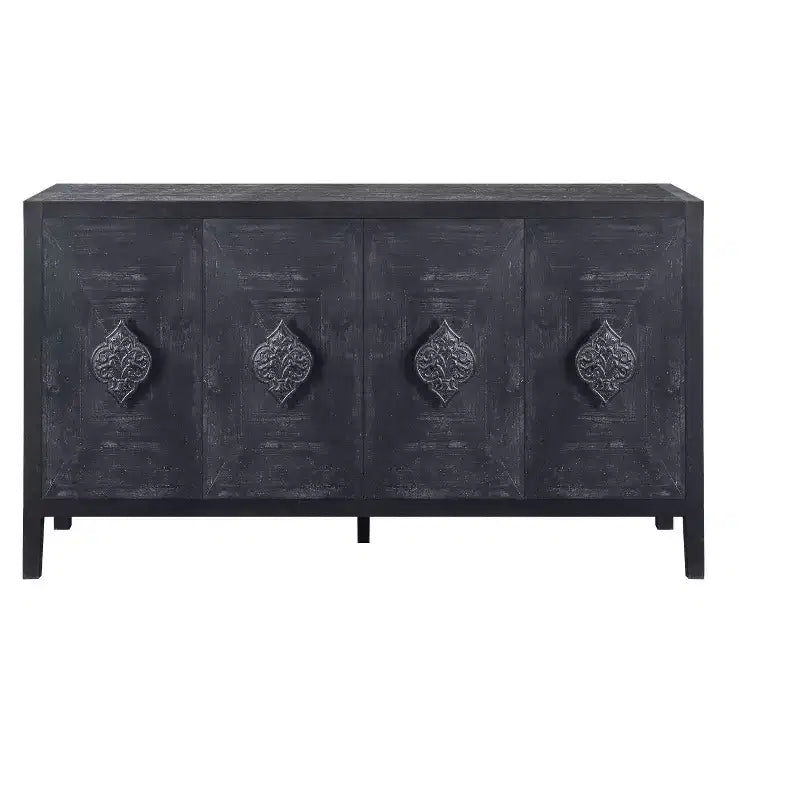 Credenza a buffet a 4 ante stile retrò, ampio mobile da cucina, elegante consolle da ingresso con ripiani regolabili