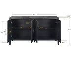 Credenza a buffet a 4 ante stile retrò, ampio mobile da cucina, elegante consolle da ingresso con ripiani regolabili