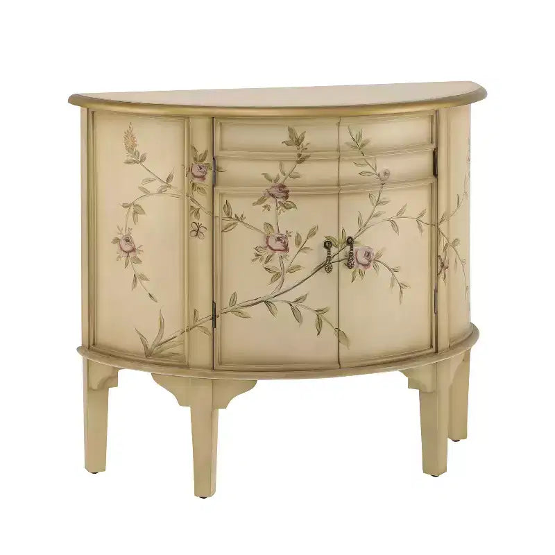 Christopher Knight Home Ainsley Credenza a Mezzaluna Intagliata a Mano con Motivo Floreale e 2 Ante