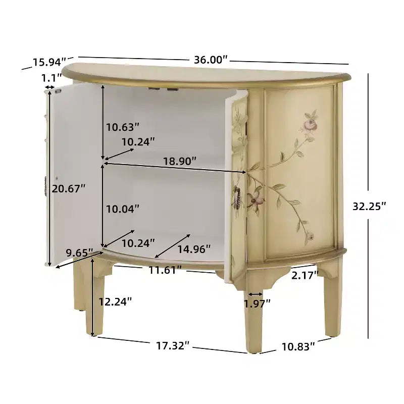 Christopher Knight Home Ainsley Credenza a Mezzaluna Intagliata a Mano con Motivo Floreale e 2 Ante
