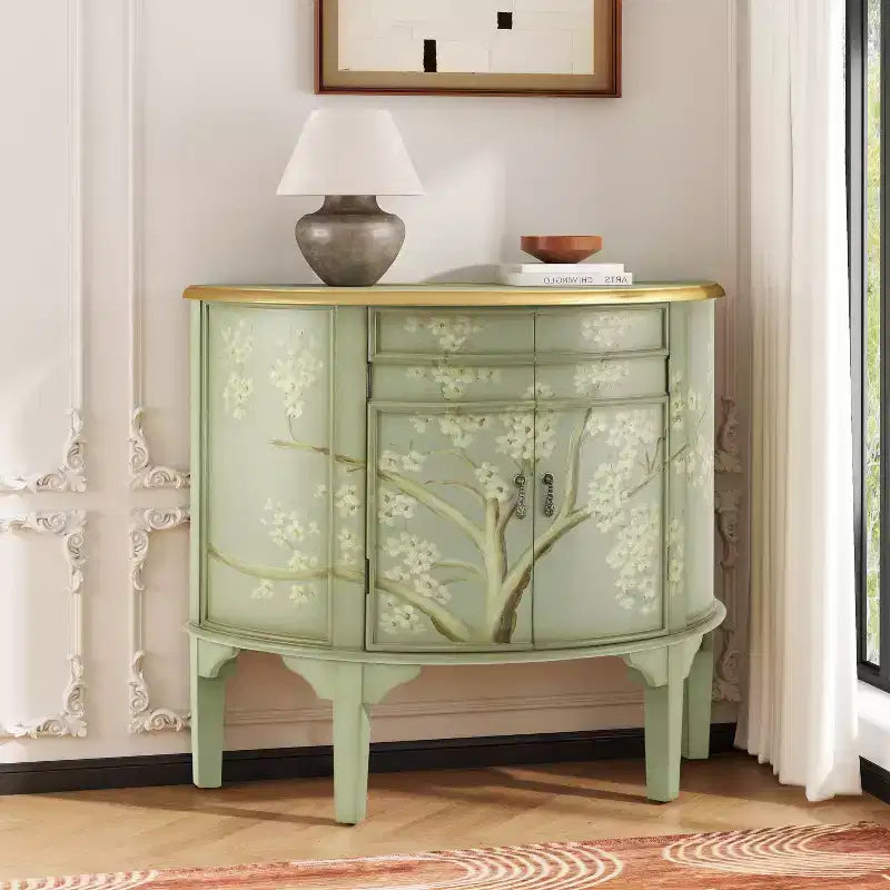Christopher Knight Home Ainsley Credenza a Mezzaluna Intagliata a Mano con Motivo Floreale e 2 Ante