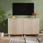 Buffet bas avec rangement et 2 portes, à cannelures
