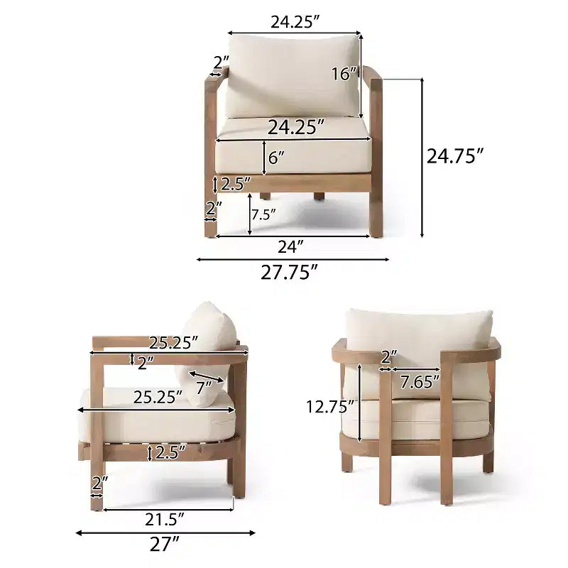 Christopher Knight Home Aston Set da conversazione da esterno a 4 posti in legno di acacia con cuscini