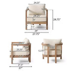 Christopher Knight Home Aston Set da conversazione da esterno a 4 posti in legno di acacia con cuscini