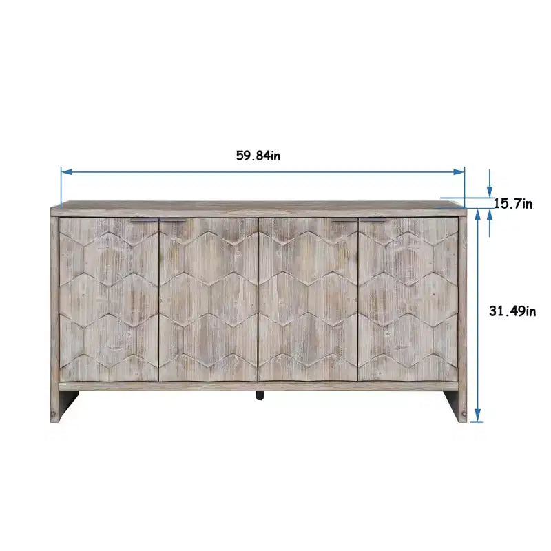 Credenza Buffet, Mobile Dispensa da Cucina con 4 Maniglie Metalliche, Mobile Bar per Caffè con Motivo Esagonale