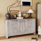 Credenza Buffet, Mobile Dispensa da Cucina con 4 Maniglie Metalliche, Mobile Bar per Caffè con Motivo Esagonale