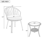JVNOXK - Set Relax da Esterno, 2 Poltrone Singole in Rattan con Tavolino Rotondo in Vetro, Perfettamente Adatto per Patii, Balconi e Cortili
