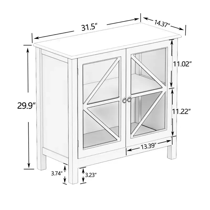 Buffet de salle à manger, Meuble de rangement avec portes vitrées, Console pour cuisine domestique