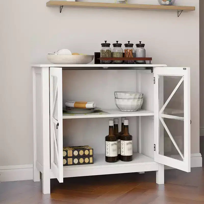 Buffet de salle à manger, Meuble de rangement avec portes vitrées, Console pour cuisine domestique