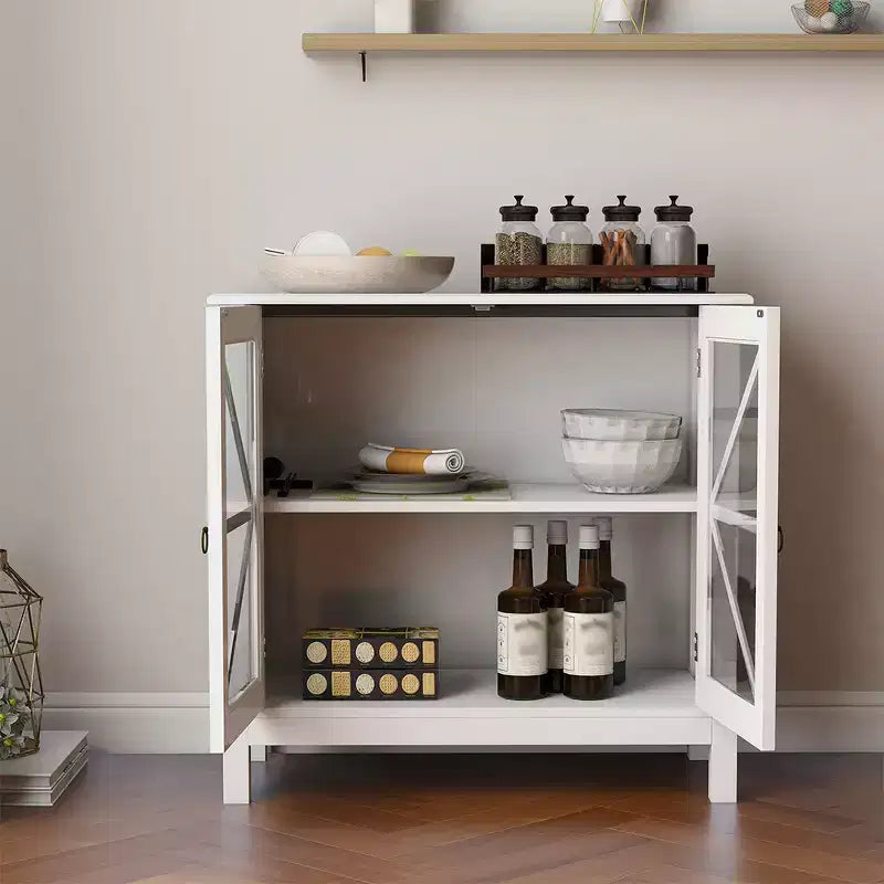 Buffet de salle à manger, Meuble de rangement avec portes vitrées, Console pour cuisine domestique