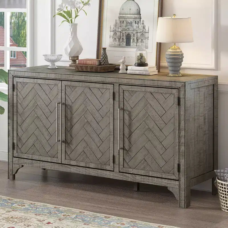 Credenza a buffet in stile rustico con ripiani regolabili, tavolo da buffet retrò per soggiorno, ingresso, studio