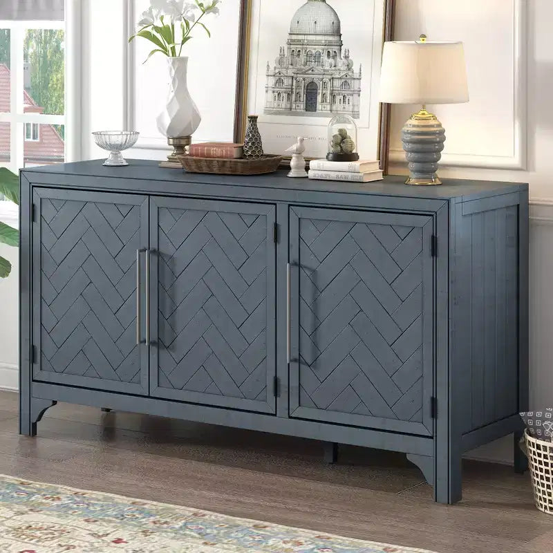 Credenza a buffet in stile rustico con ripiani regolabili, tavolo da buffet retrò per soggiorno, ingresso, studio
