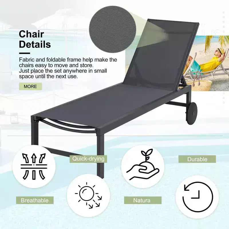 Chaise longue reclinabile singola lunga 57,8 Celebalcony