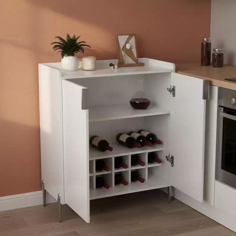 Homy Casa Mobile credenza da cucina moderno con portabottiglie e ripiani regolabili, per sala da pranzo o soggiorno