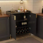 Homy Casa Mobile credenza da cucina moderno con portabottiglie e ripiani regolabili, per sala da pranzo o soggiorno