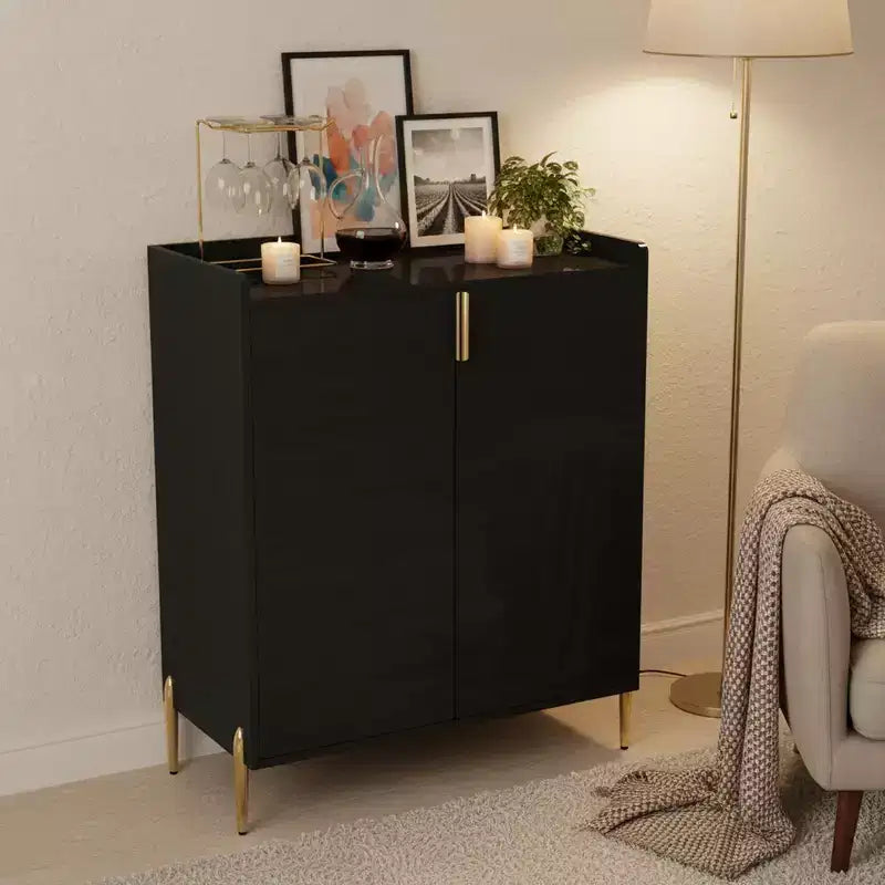 Homy Casa Modern Kitchen Sideboard Cabinet with Wine Storage and Adjustable Shelves, for Dining or Living Room