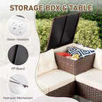 Set da conversazione Karl Home Patio a 4 pezzi in vimini marrone con cuscini beige