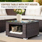 Set da conversazione Karl Home Patio a 4 pezzi in vimini marrone con cuscini beige