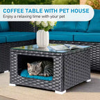 Set da conversazione Karl Home Patio a 4 pezzi in vimini marrone con cuscini beige