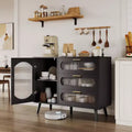 Buffet Cabinet with Storage, Sideboard Cabinet with Fluted Glass Door and Drawers, Black Sideboard for Kitchen, Dining Room, Living Room