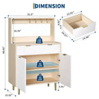 Credenza a buffet scanalata con contenitore, mobile bar moderno con ripiani regolabili e 2 cassetti, tavolo consolle da buffet in legno per sala da pranzo/soggiorno