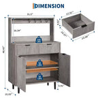Credenza a buffet scanalata con contenitore, mobile bar moderno con ripiani regolabili e 2 cassetti, tavolo consolle da buffet in legno per sala da pranzo/soggiorno