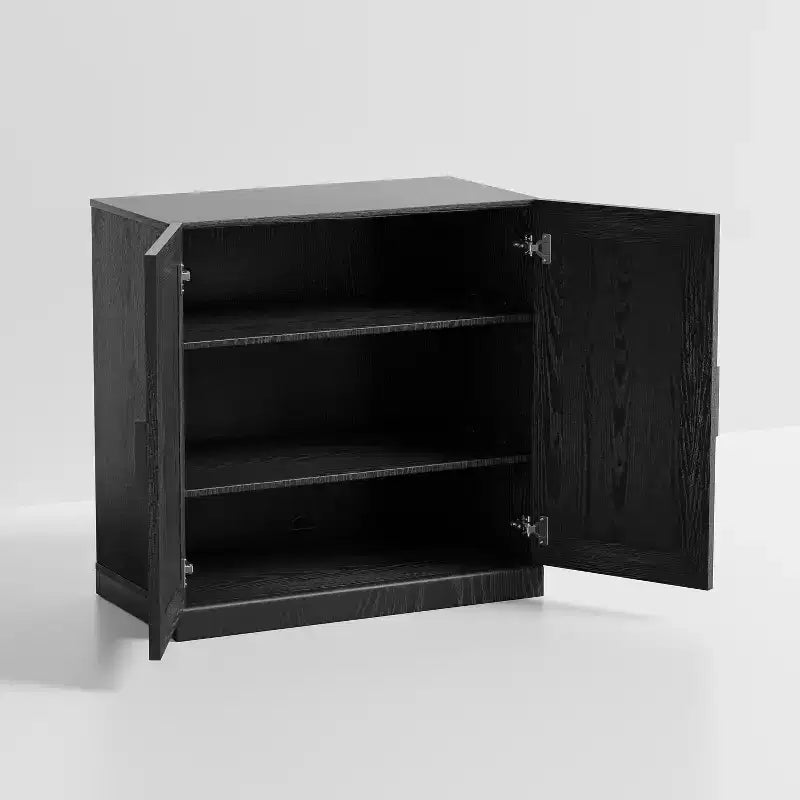 PexFix 31 Armoire d'appoint en bois, Buffet de rangement moderne avec 2 portes et étagère réglable pour salon, salle à manger, entrée, Noir