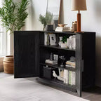 PexFix 31 Armoire d'appoint en bois, Buffet de rangement moderne avec 2 portes et étagère réglable pour salon, salle à manger, entrée, Noir